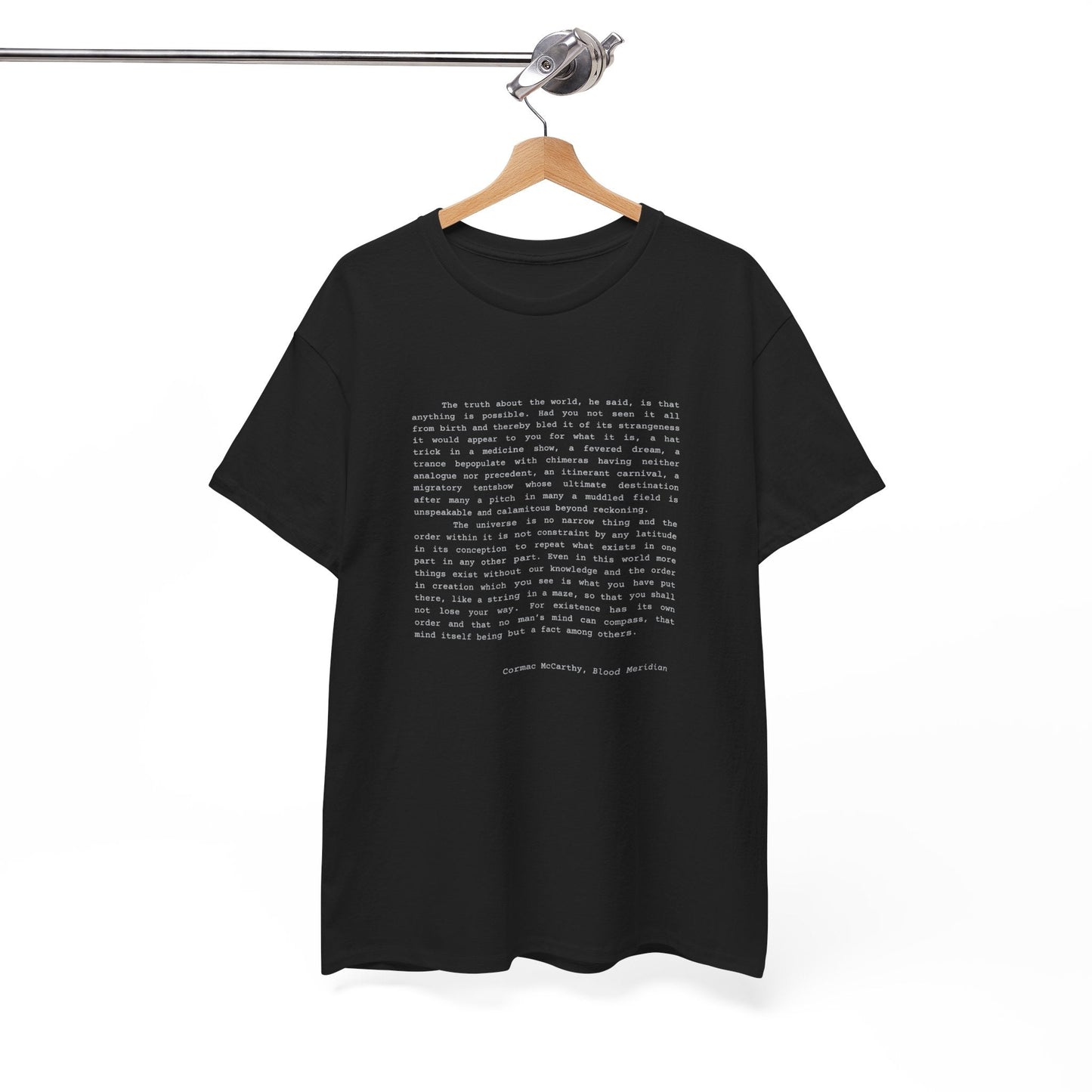 Cormac McCarthy Blood Meridian quote t-shirt for book lovers and dark academia enthusiasts.