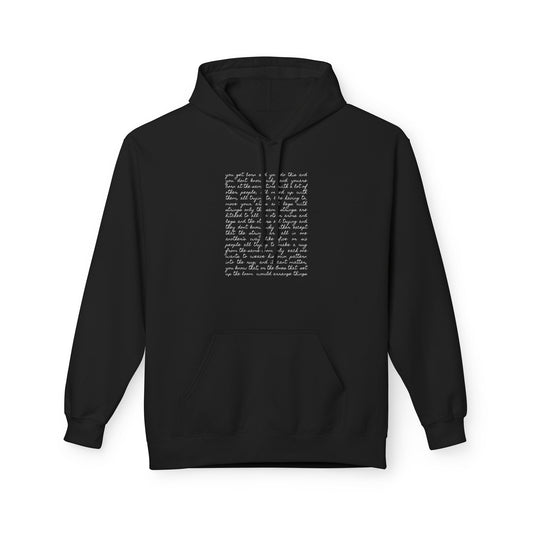 William Faulkner Absalom Absalom Quote Hoodie in black with pouch pocket and dropped shoulders.