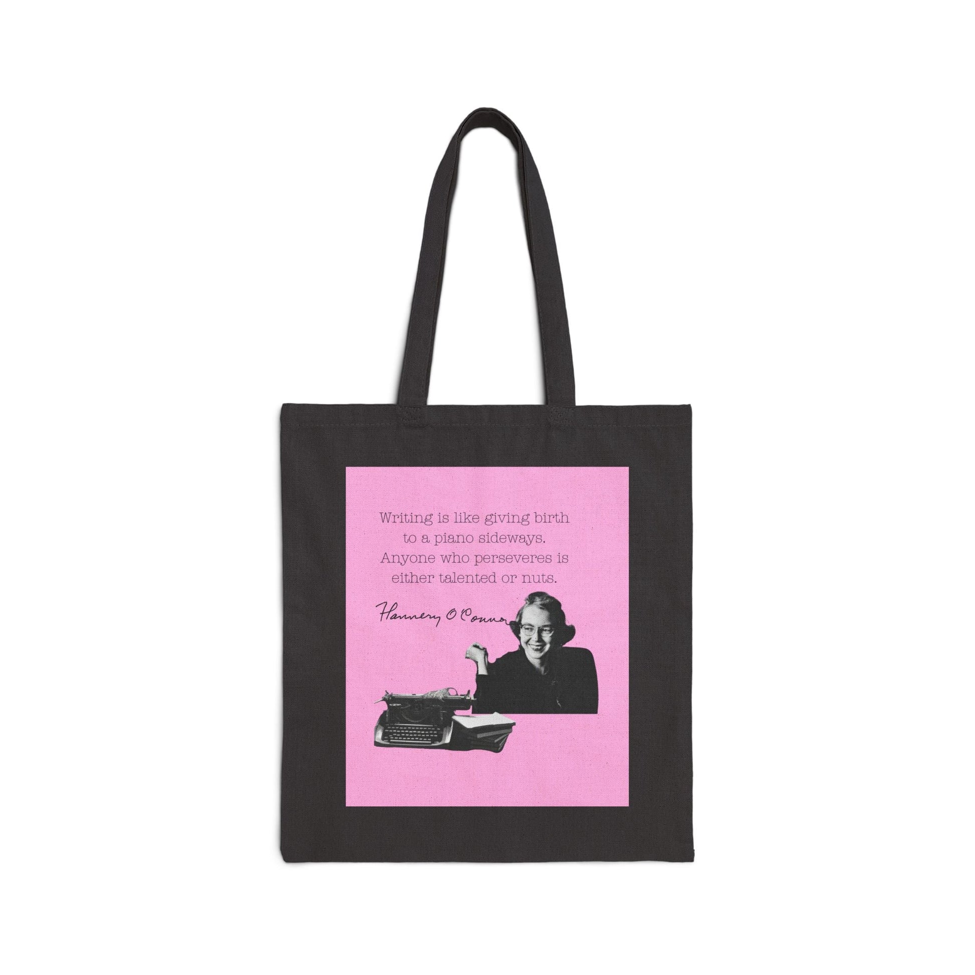 Canvas tote bag featuring Flannery O'Connor quote, perfect for literary enthusiasts.