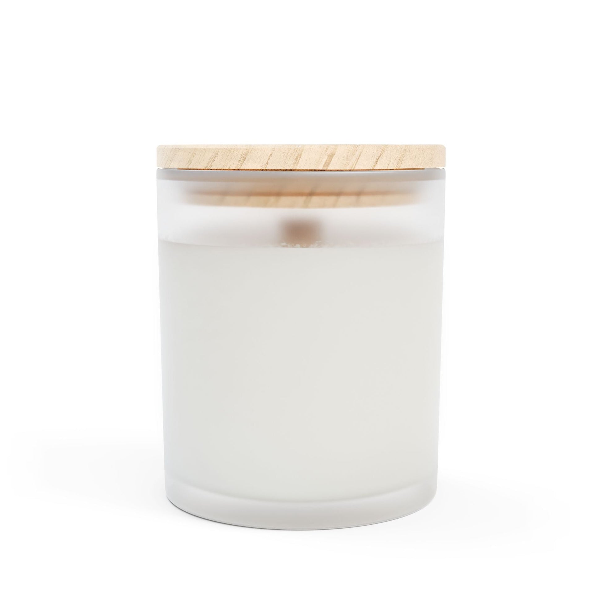 Flannery O'Connor Quote Candle in frosted glass with maple lid, featuring coconut soy wax and wooden wick.