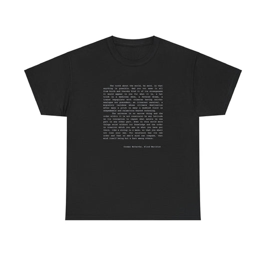 Cormac McCarthy Blood Meridian quote t-shirt for book lovers and dark academia enthusiasts.