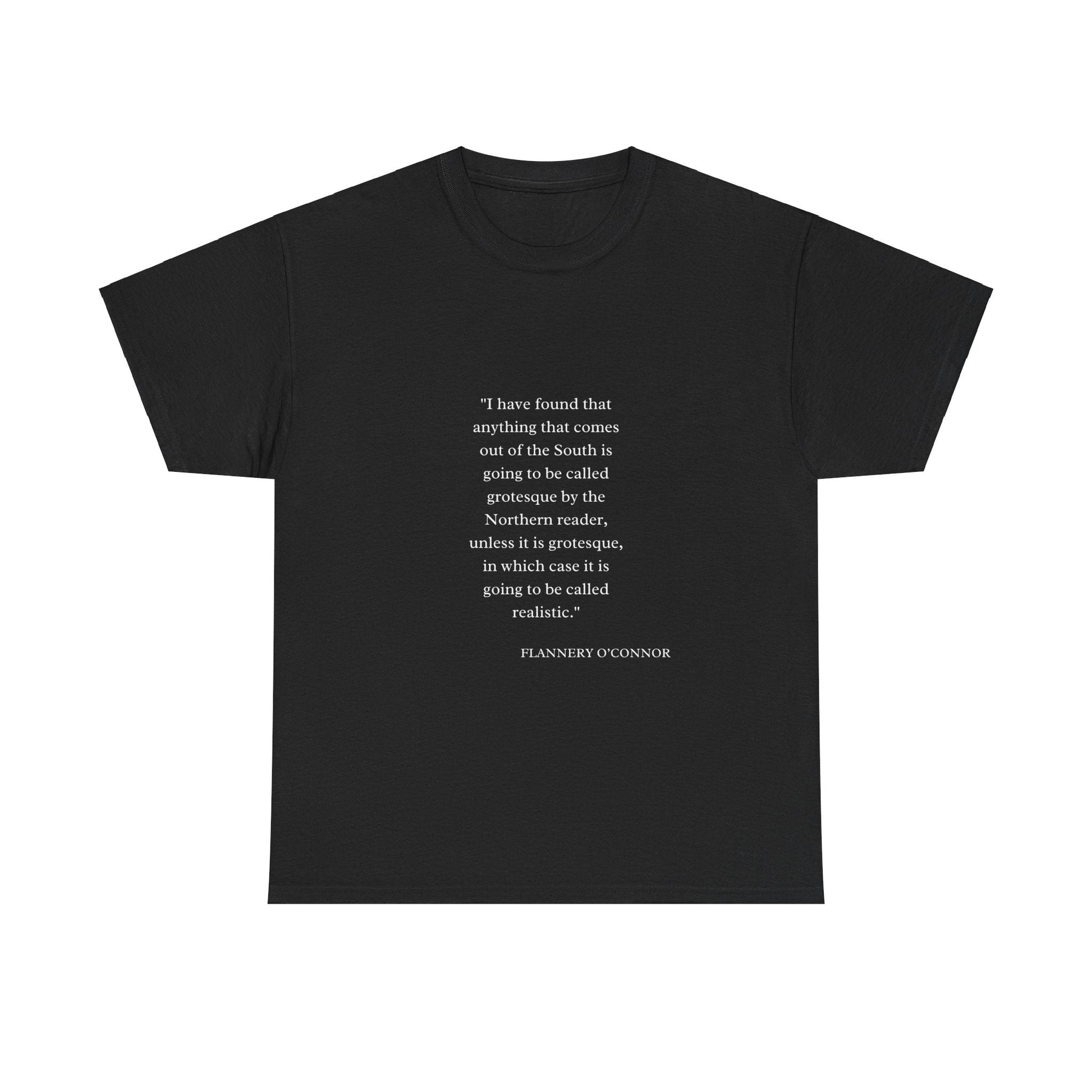 Flannery O'Connor Quote T-shirt with Southern Gothic literary design.