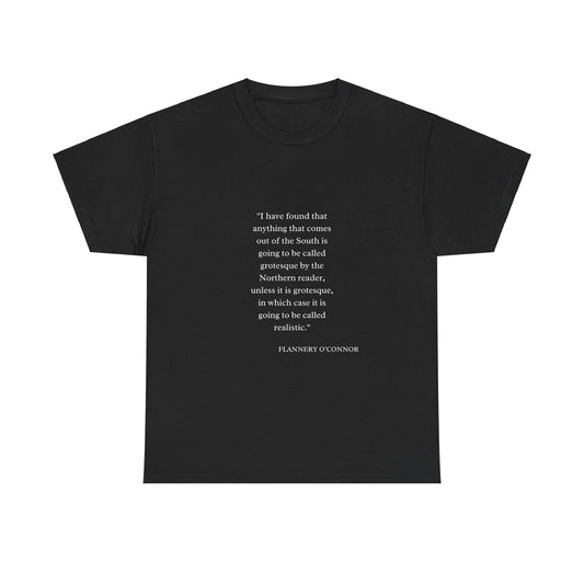 Flannery O'Connor Quote T-shirt with Southern Gothic literary design.