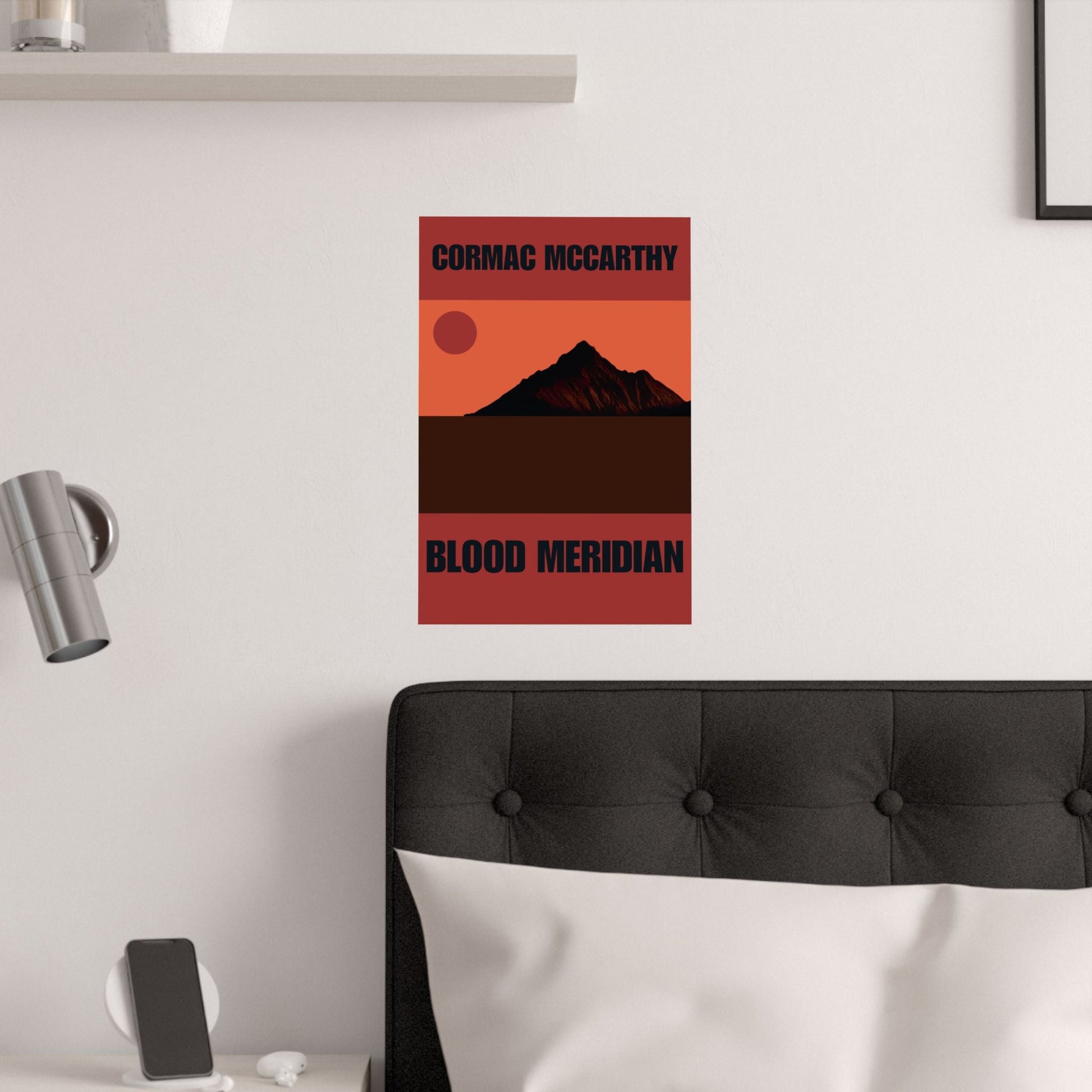 Cormac McCarthy Blood Meridian-inspired art print with dark mountain silhouette on museum grade paper.